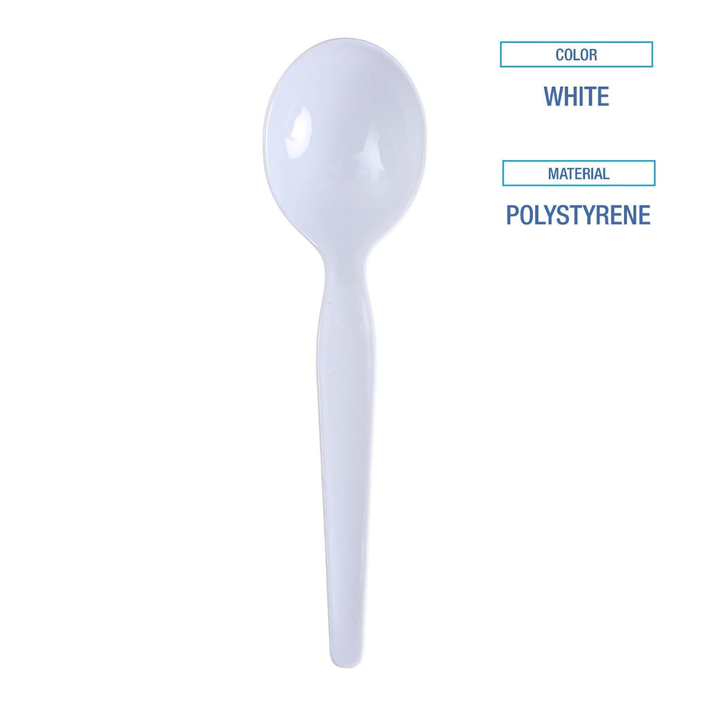 Boardwalk Heavyweight Polystyrene Cutlery  Soup Spoon  White  1000/Carton
