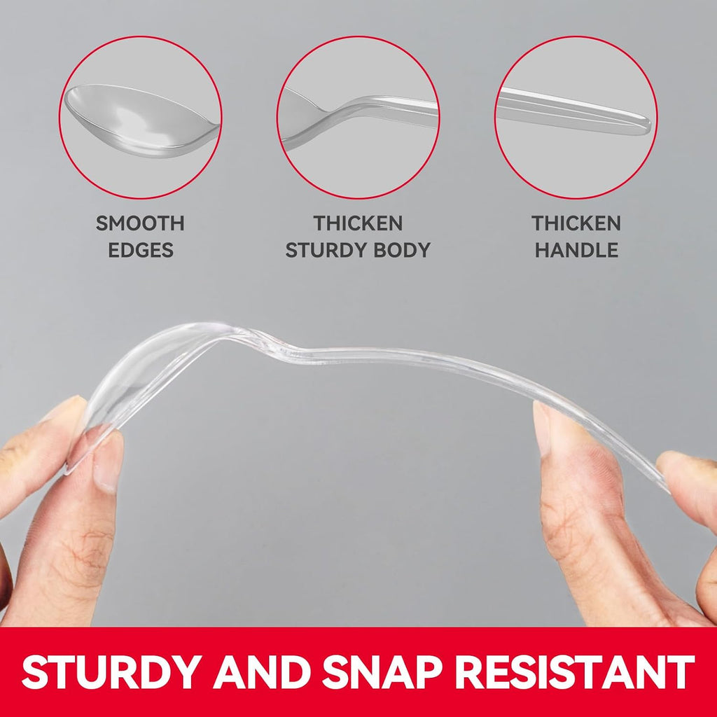 Plastic Soup Spoons  Heavy Duty Disposable Cutlery  Deepened Spoon Bowl for Hot Food  120 Count