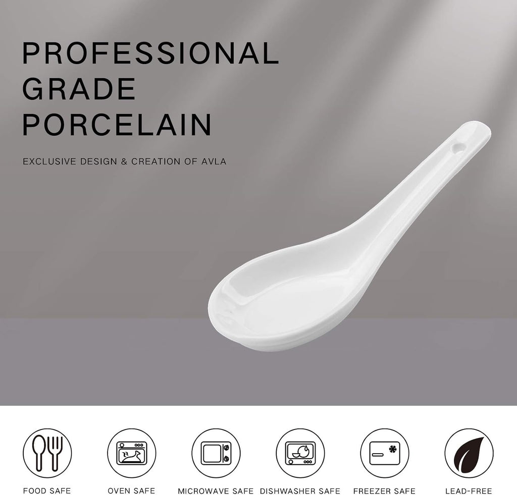Yopay 24 Pack Soup Spoon Ceramic Asian Ramen Spoons  5 Inch Small White Porcelain Spoons  Dessert Spoon for Kids Adults Appetizer Wonton Dumpling Miso Pho Macaron  Dishwasher Safe  Oven Safe