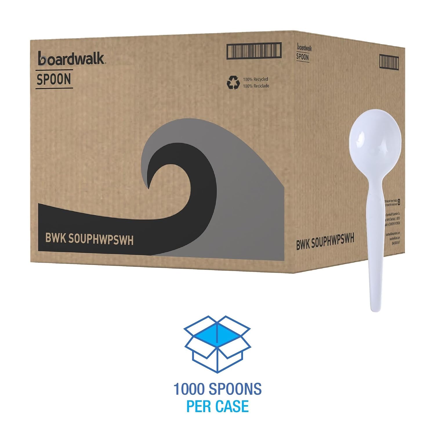 Boardwalk Heavyweight Polystyrene Cutlery  Soup Spoon  White  1000/Carton