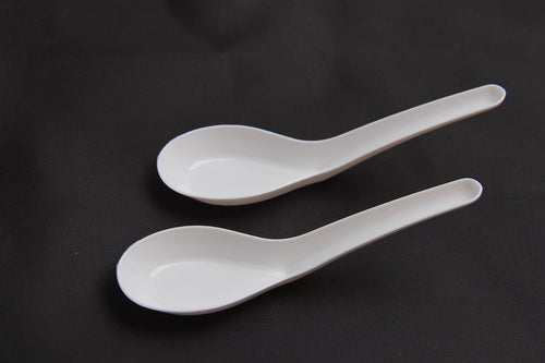 100 Pack Disposable Asian Soup Spoons Chinese Soup Spoons Plastic Disposable White