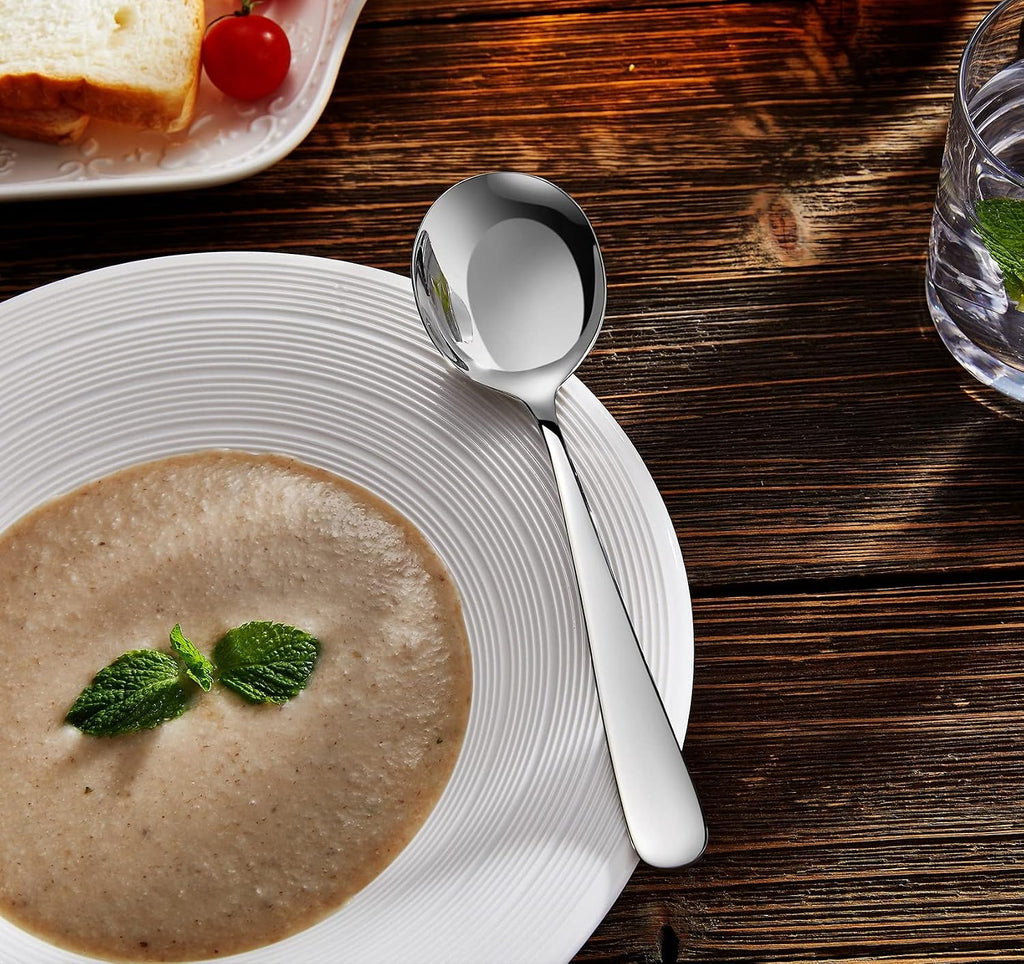 KEAWELL Premium 7" Louise Soup Spoons  18/10 Stainless Steel  Dishwasher Safe (4)