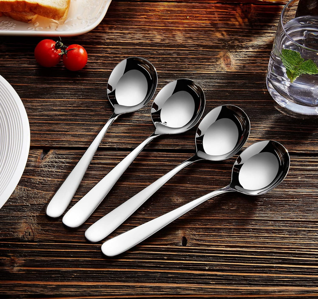 KEAWELL Premium 7" Louise Soup Spoons  18/10 Stainless Steel  Dishwasher Safe (4)
