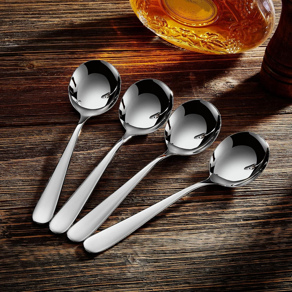 KEAWELL Premium 7" Louise Soup Spoons  18/10 Stainless Steel  Dishwasher Safe (4)
